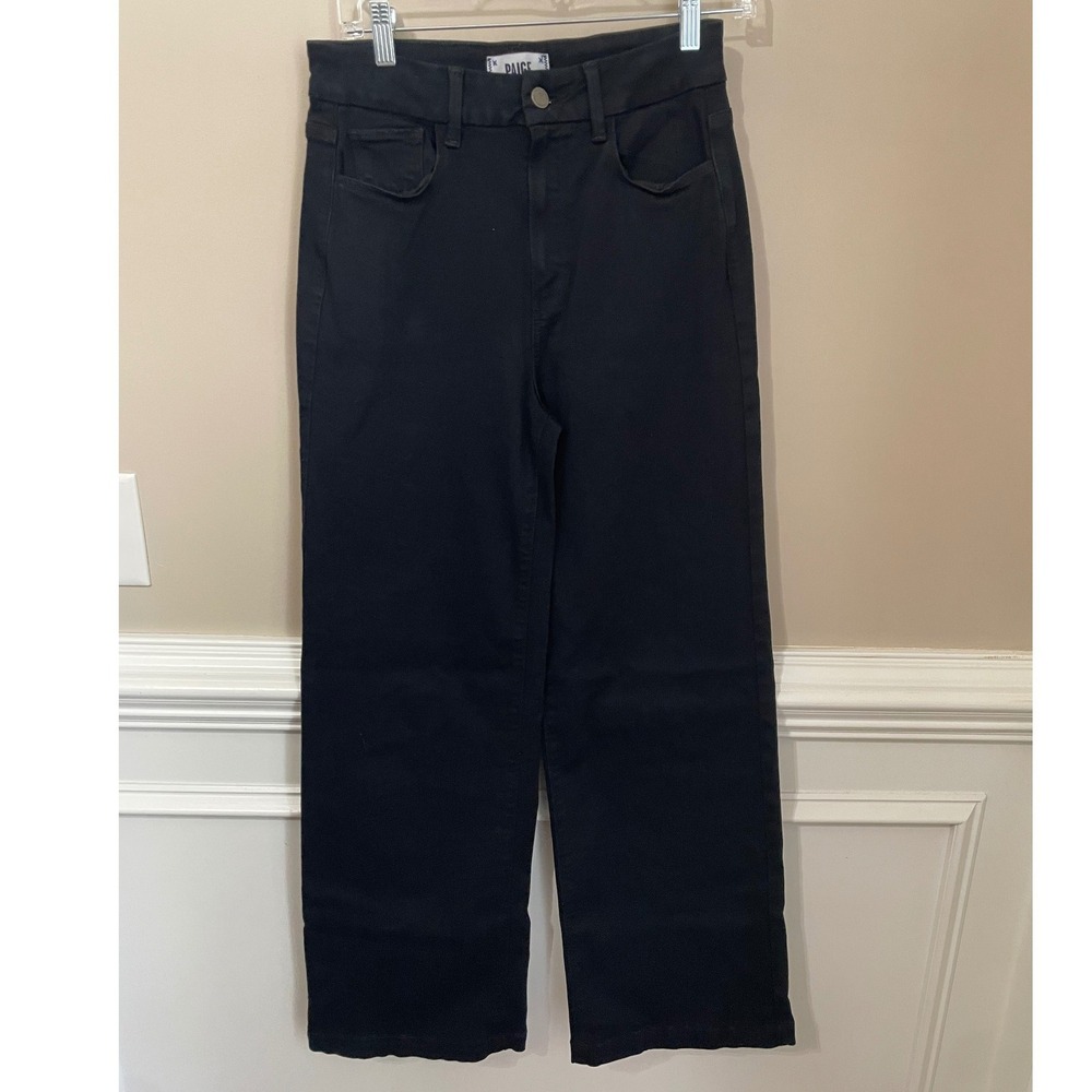Paige Genesee High Rise Wide Leg Jeans Black Size 27